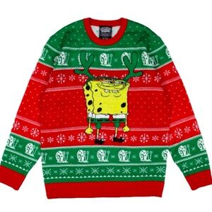 SpongeBob Squarepants Crewneck Ugly Christmas Sweater Size L